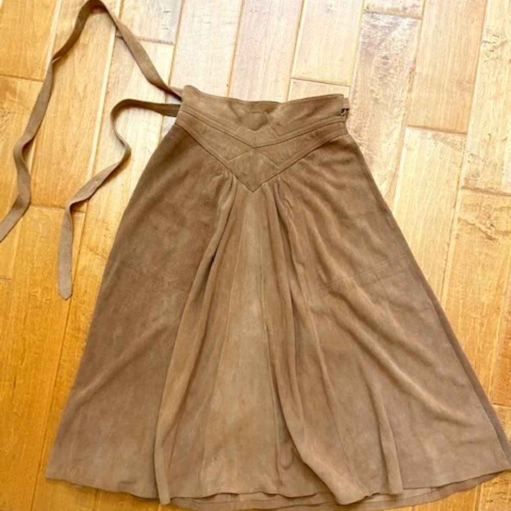 Vintage swede leather wrap skirt
